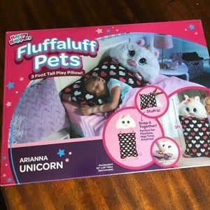 Happy Nappers Fluffaluff Pets Arianna Unicorn 3 Foot Play Pillow As Seen On TV